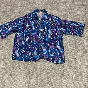 CJ Banks Kids Tropical Button Down Shirt - Blue and Purple